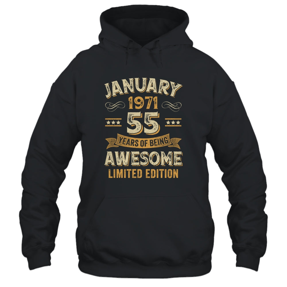 55 Years Awesome Vintage January 1971 55th Birthday Shirt & Hoodie | teecentury
