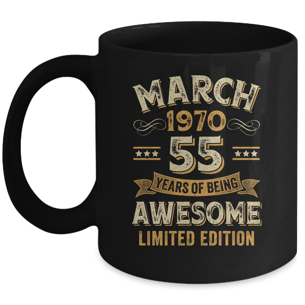 55 Years Awesome Vintage March 1970 55th Birthday Mug | teecentury