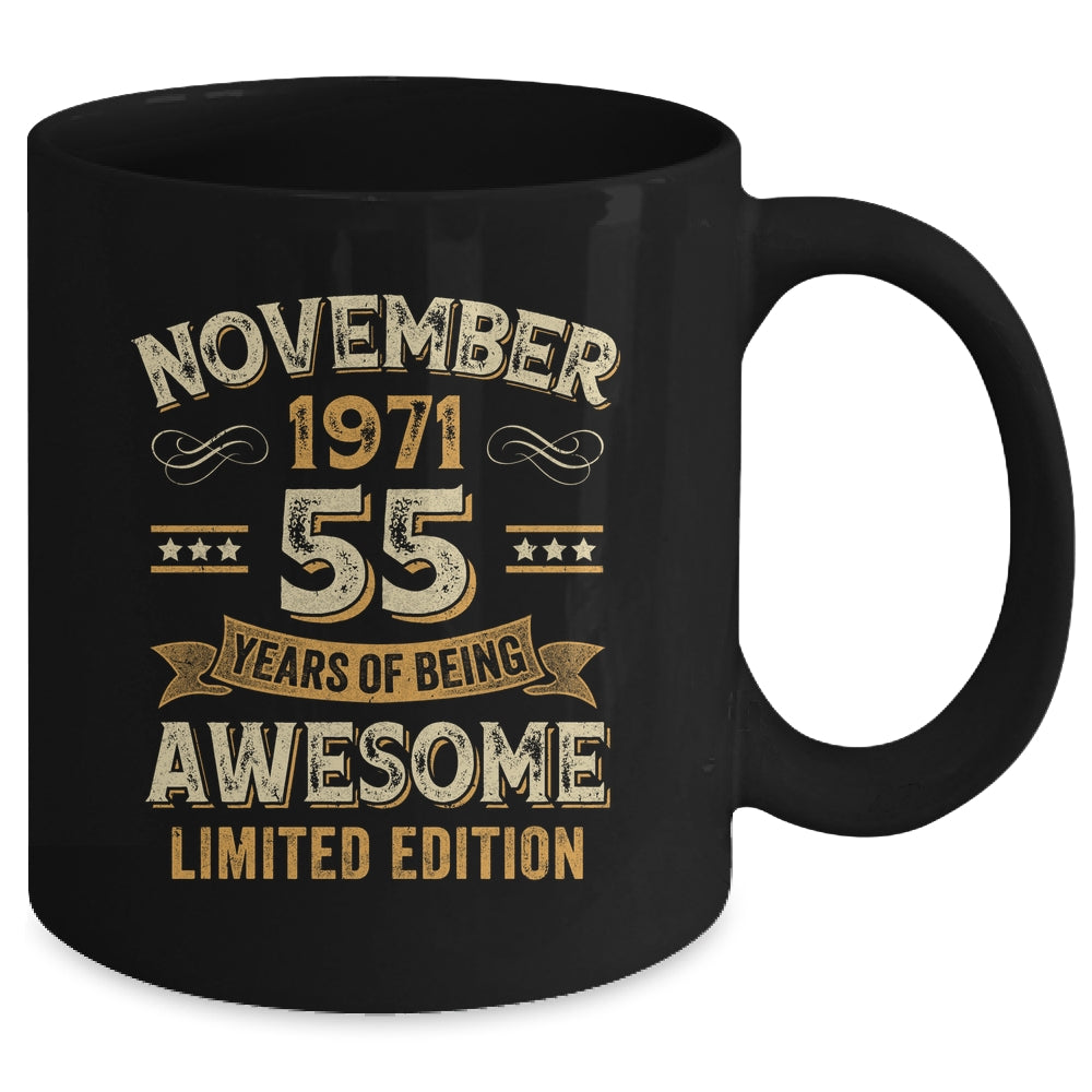 55 Years Awesome Vintage November 1971 55th Birthday Mug | teecentury