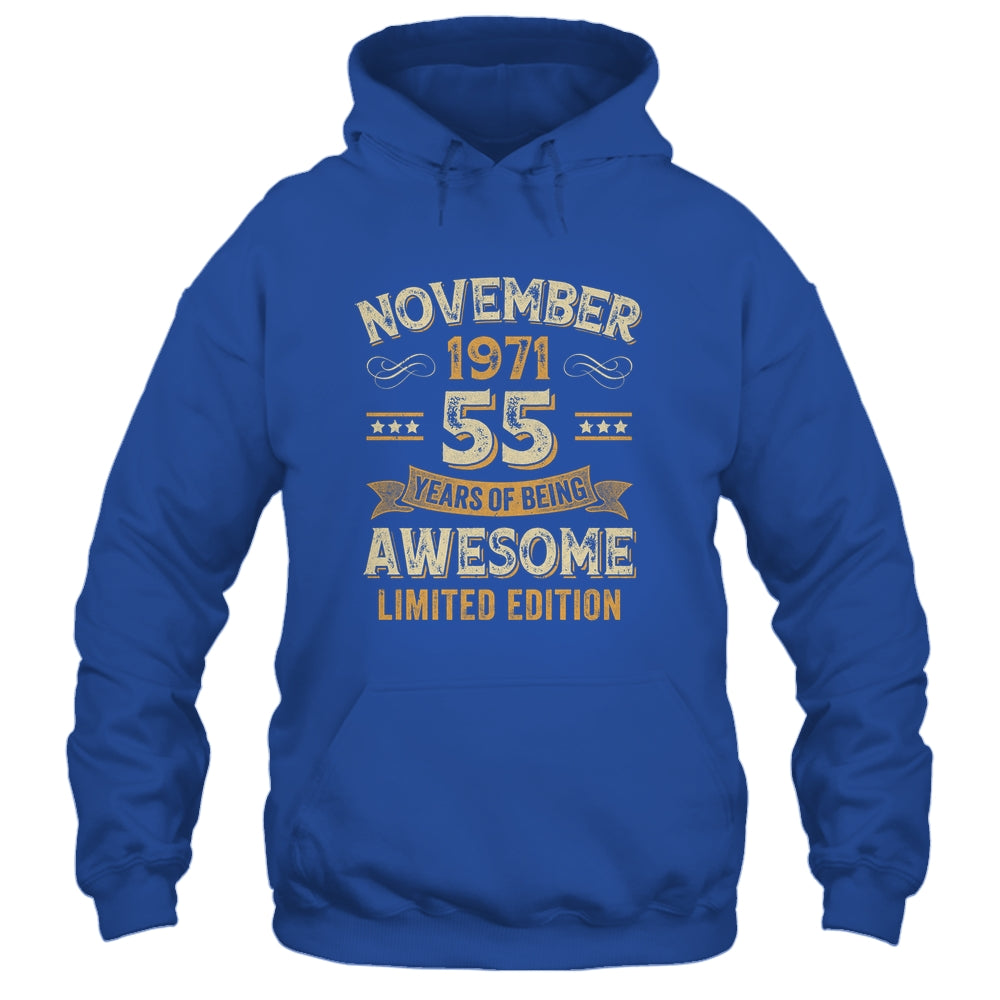 55 Years Awesome Vintage November 1971 55th Birthday Shirt & Hoodie | teecentury