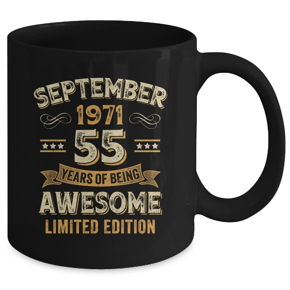 55 Years Awesome Vintage September 1971 55th Birthday Mug | teecentury