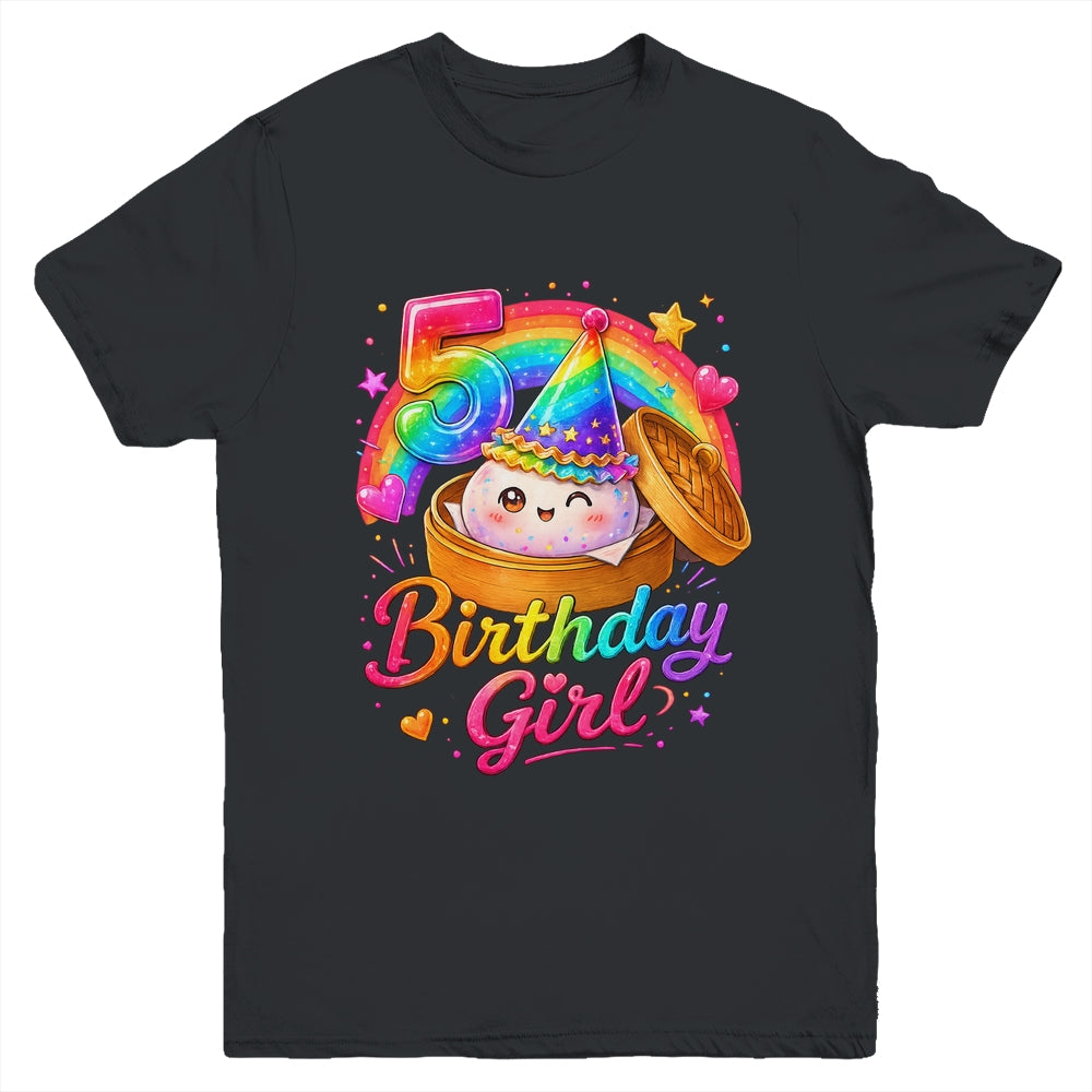 5Th Birthday Girl Dumpling Kawaii Pastel Anime 5 Years Old Youth Shirt | teecentury