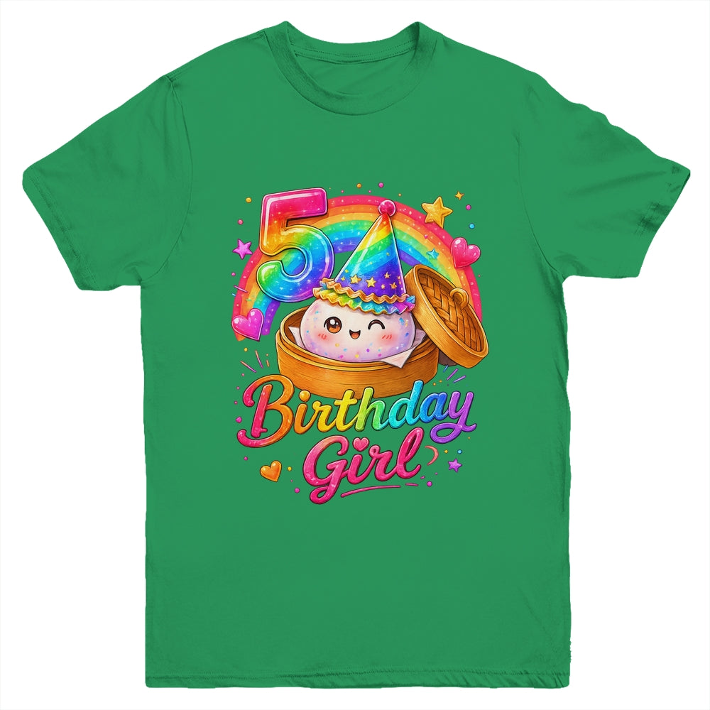 5Th Birthday Girl Dumpling Kawaii Pastel Anime 5 Years Old Youth Shirt | teecentury