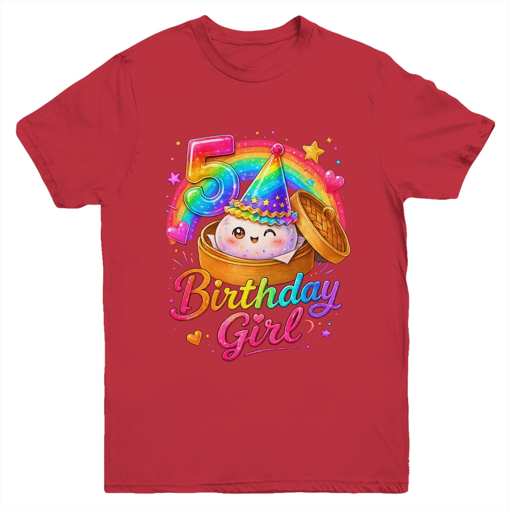 5Th Birthday Girl Dumpling Kawaii Pastel Anime 5 Years Old Youth Shirt | teecentury