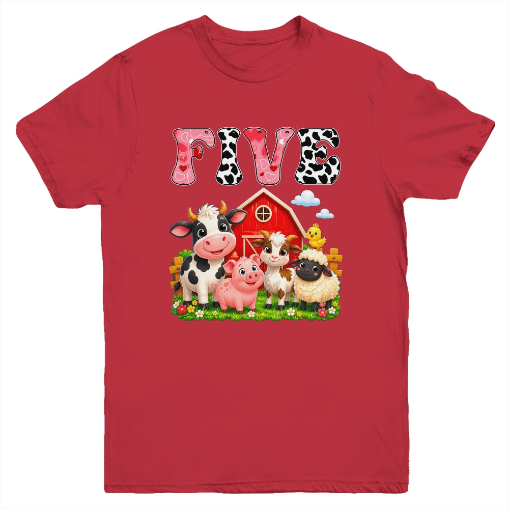 5Th Birthday Two Years Old Farm Theme Party Cow Birthday Youth Shirt | teecentury