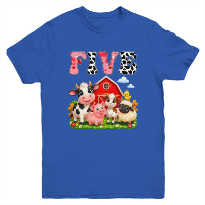 5Th Birthday Two Years Old Farm Theme Party Cow Birthday Youth Shirt | teecentury