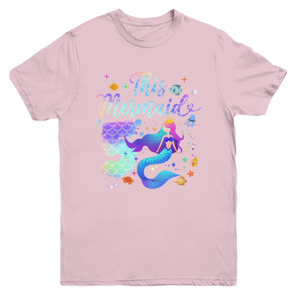 5 Year Old This Mermaid Is 5th Birthday Girl Daughter Party Youth Shirt | teecentury