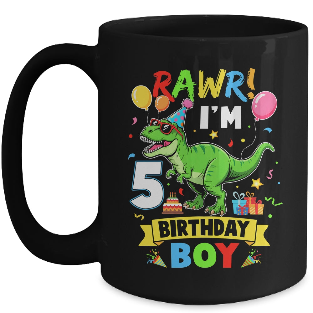 5 Years Old Boy 5th Birthday Boy T Rex Dinosaur Mug | teecentury