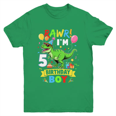 5 Years Old Boy 5th Birthday Boy T Rex Dinosaur Youth Shirt | teecentury