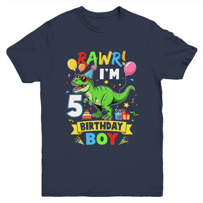 5 Years Old Boy 5th Birthday Boy T Rex Dinosaur Youth Shirt | teecentury