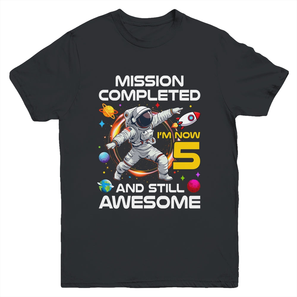 5th Birthday Astronaut 5 Years Old Outer Space Birthday Youth Shirt | teecentury