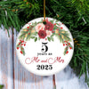 5th Wedding Anniversary 5 Years As Mr & Mrs 2025 Christmas Ornaments Gifts For Couples Husband Wife Holiday Decoration Christmas Tree Ornament | teecentury