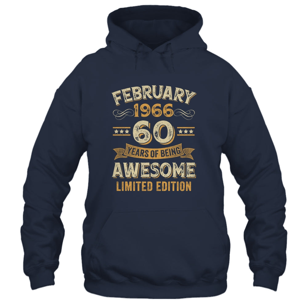 60 Years Awesome Vintage February 1966 60th Birthday Shirt & Hoodie | teecentury