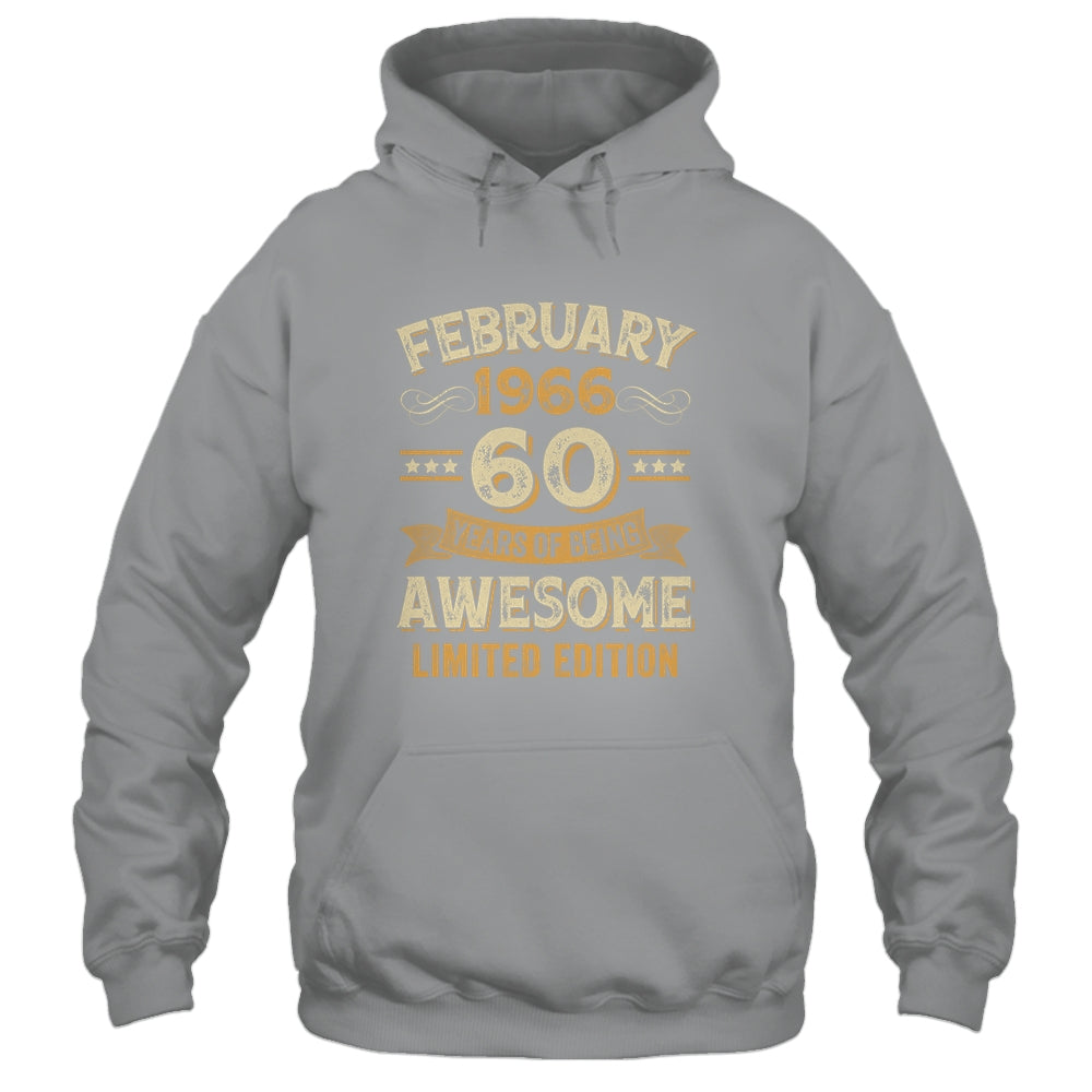 60 Years Awesome Vintage February 1966 60th Birthday Shirt & Hoodie | teecentury