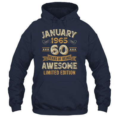 60 Years Awesome Vintage January 1965 60th Birthday Shirt & Hoodie | teecentury