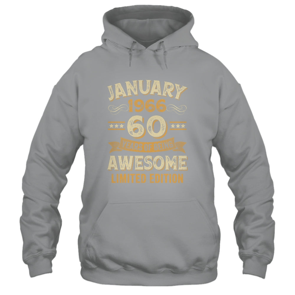 60 Years Awesome Vintage January 1966 60th Birthday Shirt & Hoodie | teecentury