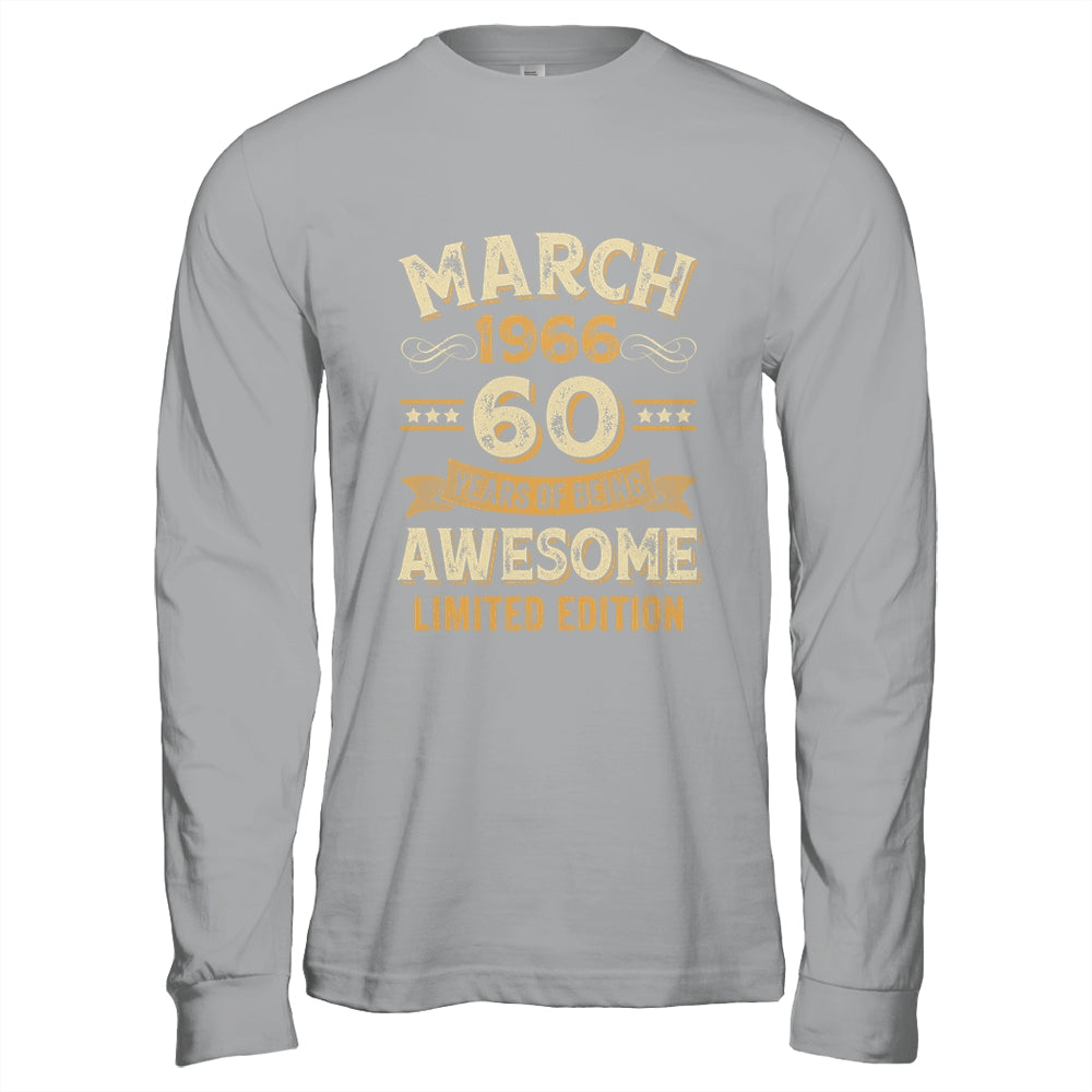60 Years Awesome Vintage March 1966 60th Birthday Shirt & Hoodie | teecentury