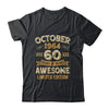 60 Years Awesome Vintage October 1964 60th Birthday Shirt & Hoodie | teecentury