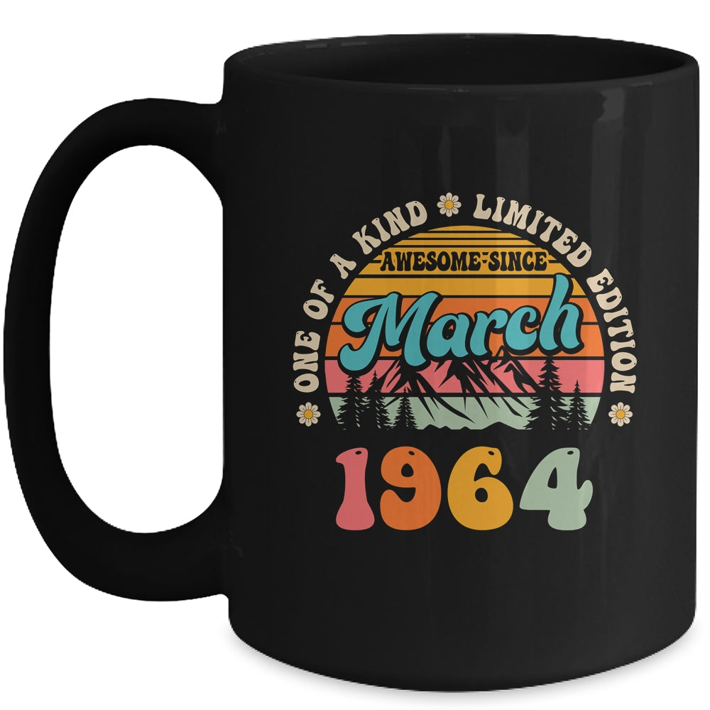 60 Years Old Awesome Since March 1964 60th Birthday Groovy Mug | teecentury