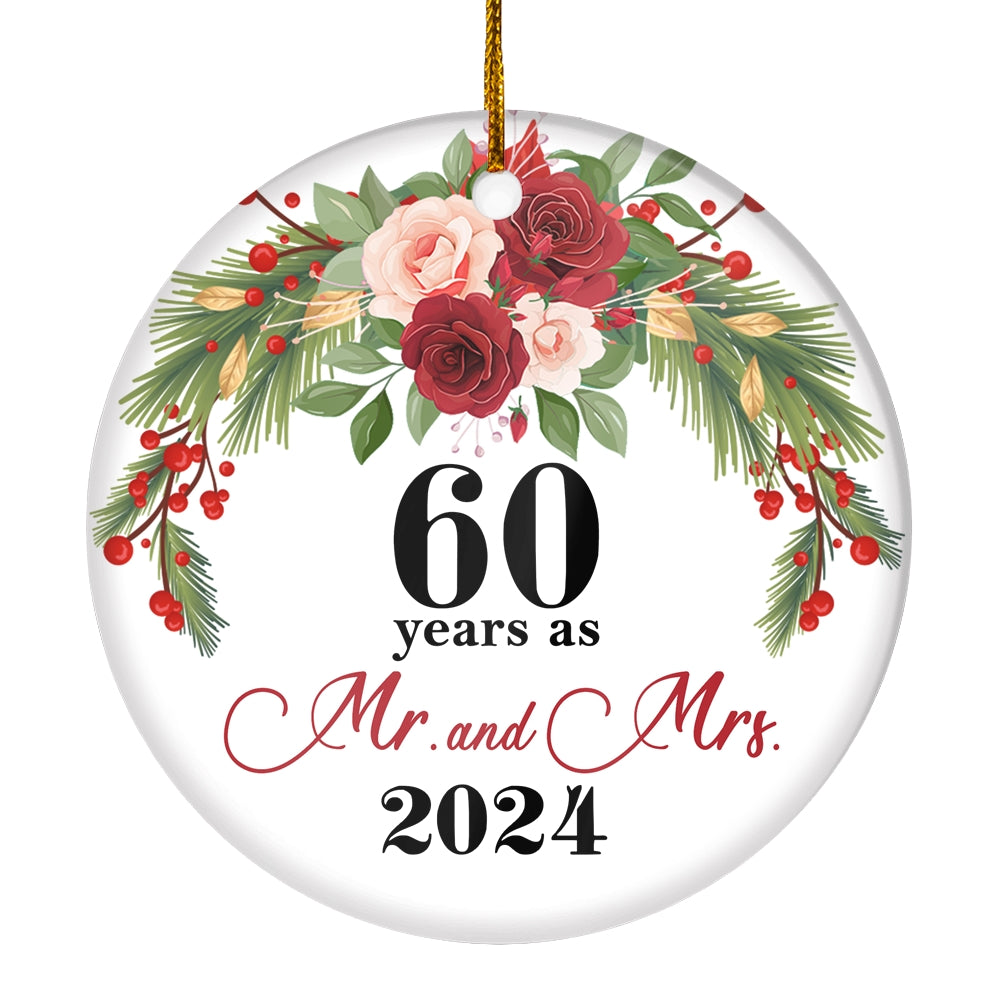 60th Wedding Anniversary 60 Years As Mr & Mrs 2022 Christmas Ornaments Gifts For Couples Husband Wife Holiday Decoration Christmas Tree Ornament Ornament | Teecentury.com