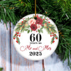 60th Wedding Anniversary 60 Years As Mr & Mrs 2025 Christmas Ornaments Gifts For Couples Husband Wife Holiday Decoration Christmas Tree Ornament | teecentury