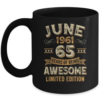 65 Years Awesome Vintage June 1961 65th Birthday Mug | teecentury