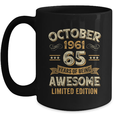 65 Years Awesome Vintage October 1961 65th Birthday Mug | teecentury
