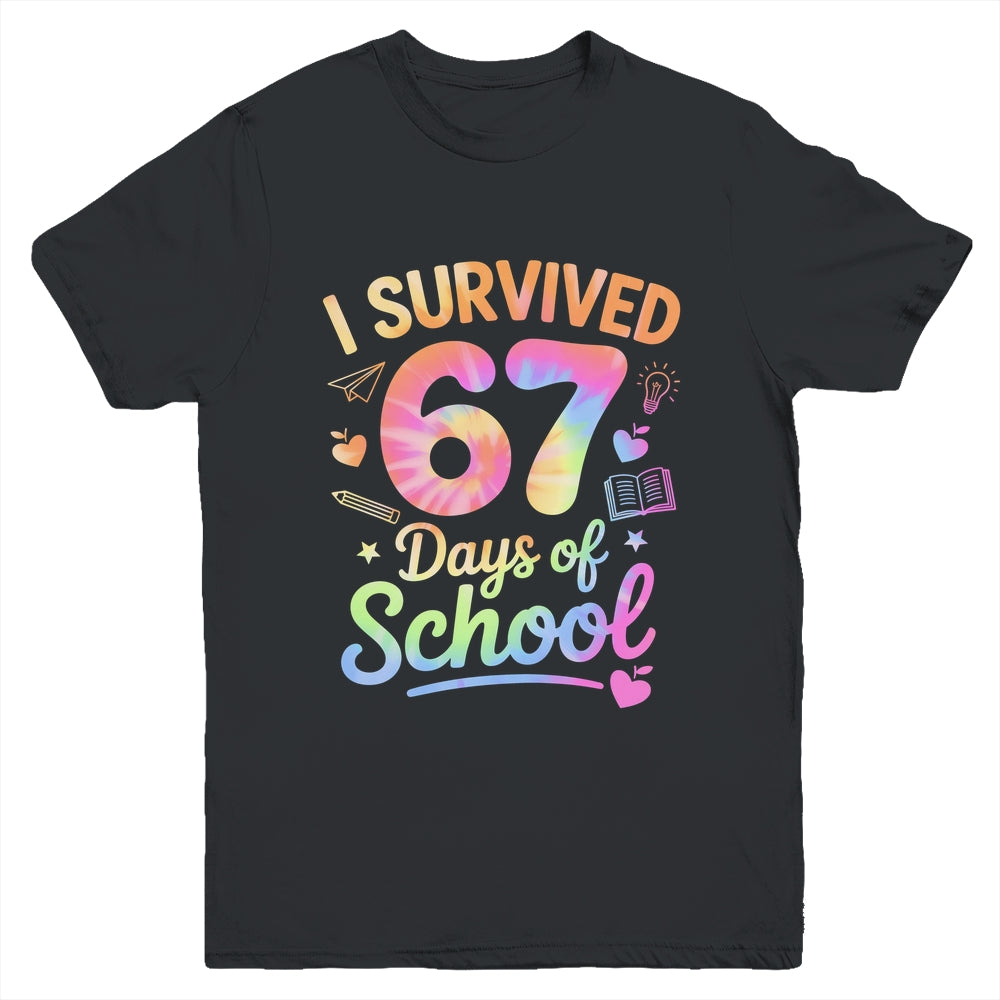 67 Days Of School Tie Dye 67th Day Of School Six Seven Kids Youth Shirt | teecentury