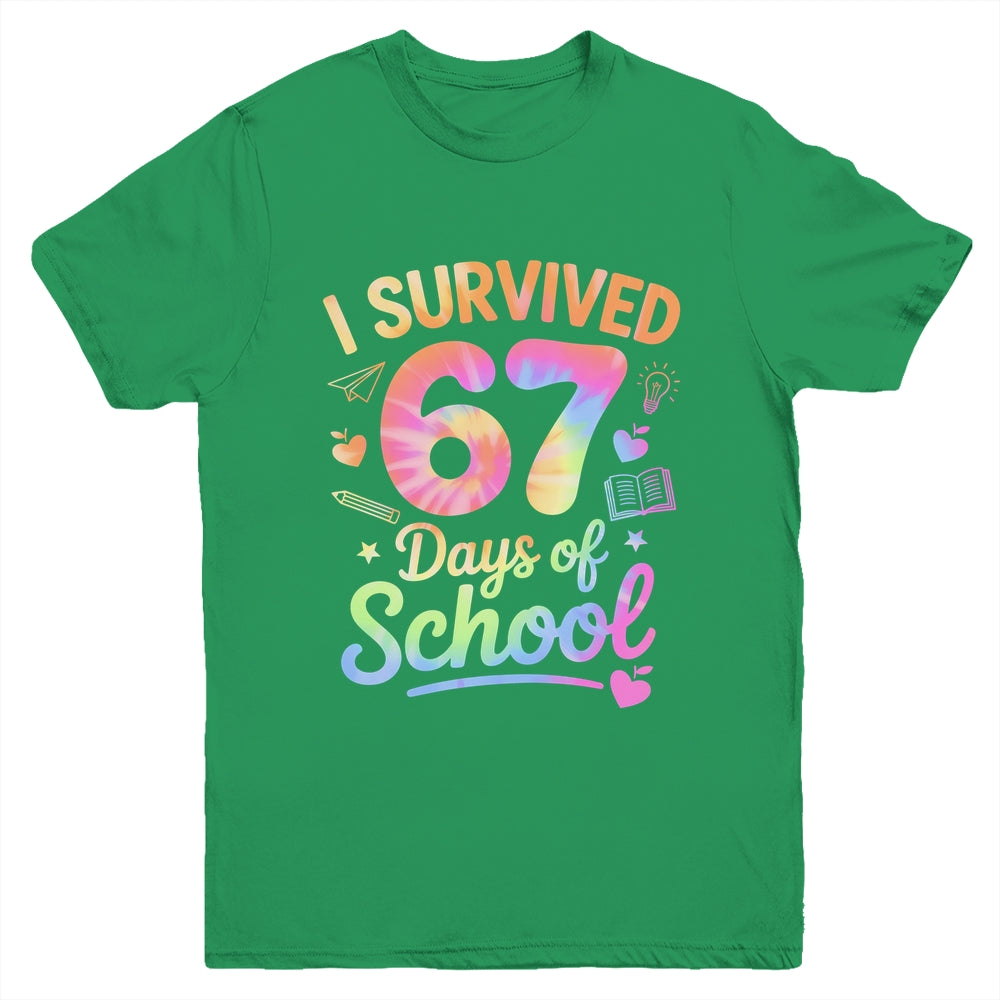 67 Days Of School Tie Dye 67th Day Of School Six Seven Kids Youth Shirt | teecentury