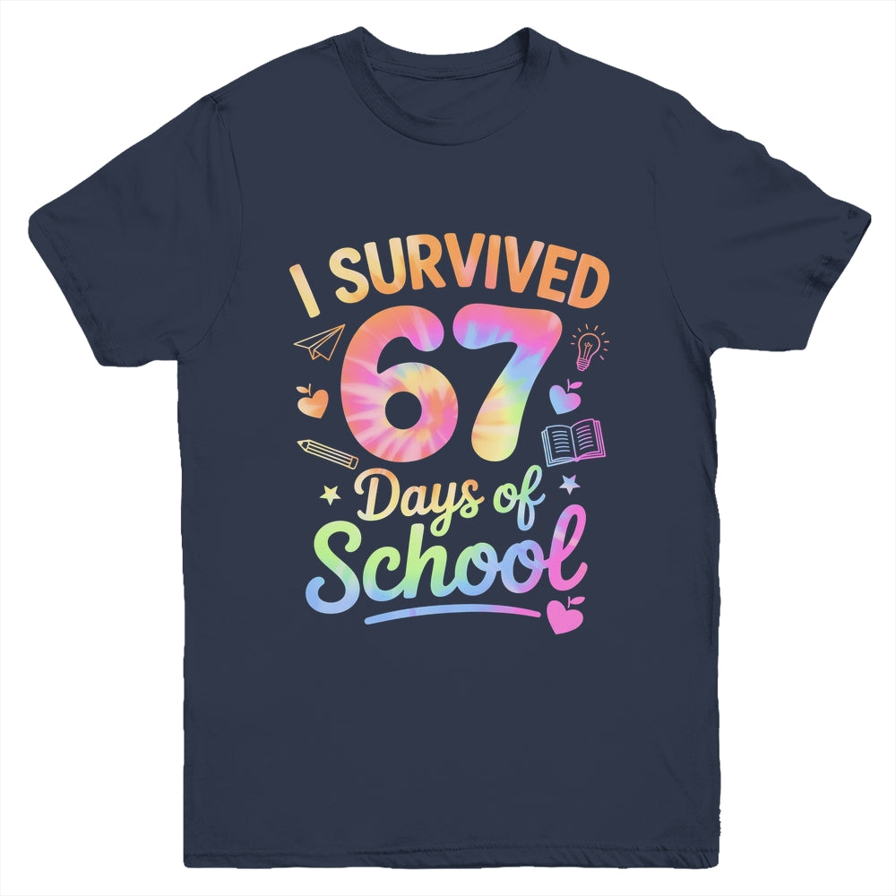 67 Days Of School Tie Dye 67th Day Of School Six Seven Kids Youth Shirt | teecentury