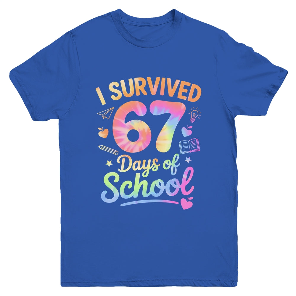 67 Days Of School Tie Dye 67th Day Of School Six Seven Kids Youth Shirt | teecentury