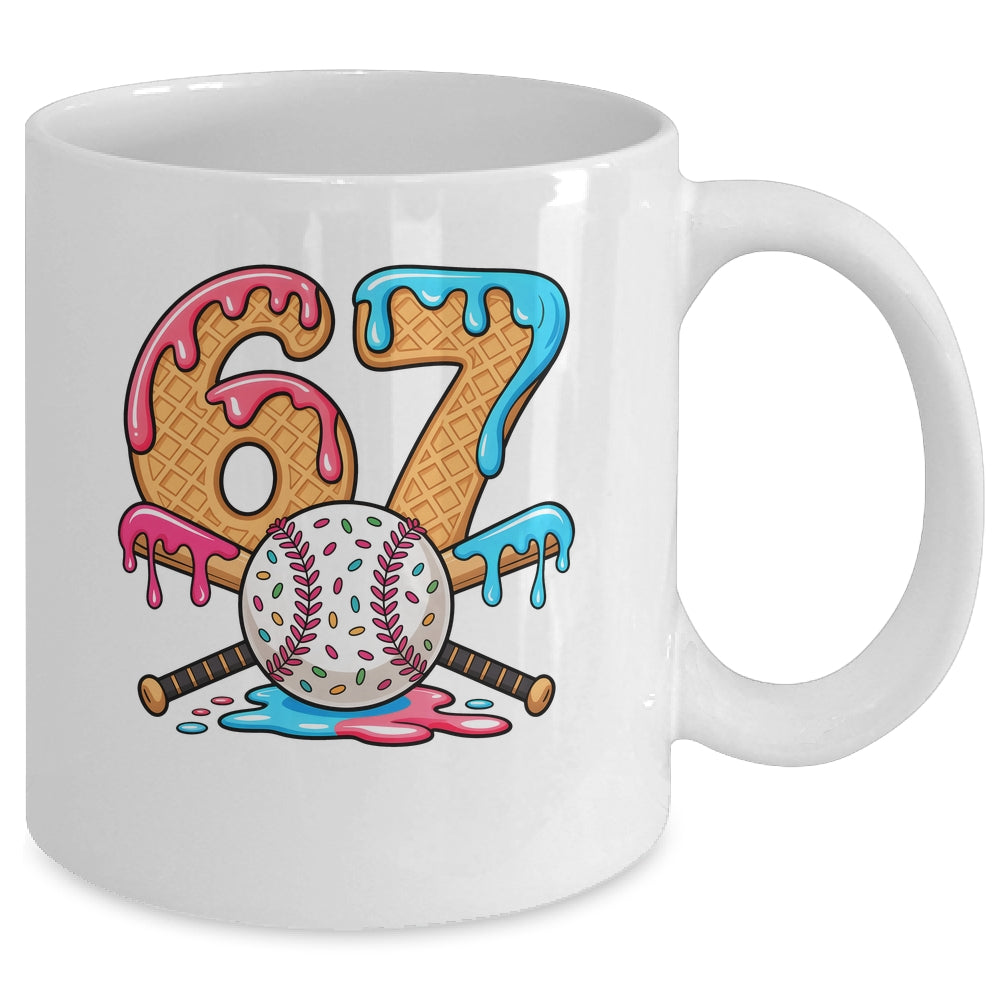 67 Ice Cream Drip Baseball Number 67 Player 67th Birthday Mug | teecentury