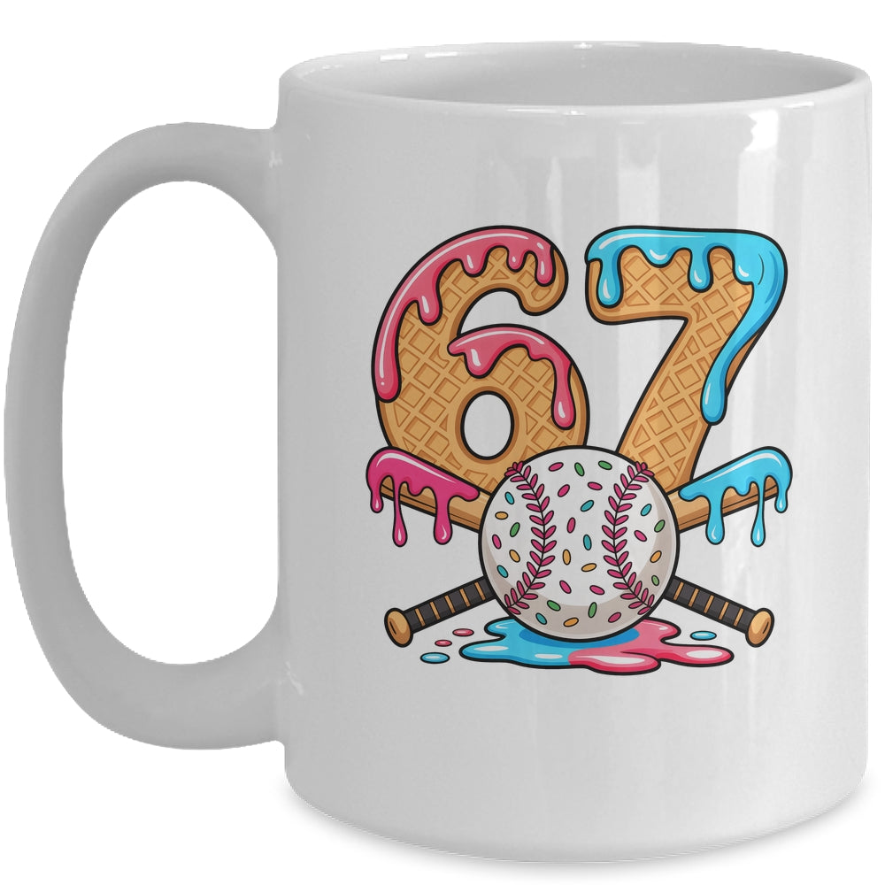 67 Ice Cream Drip Baseball Number 67 Player 67th Birthday Mug | teecentury