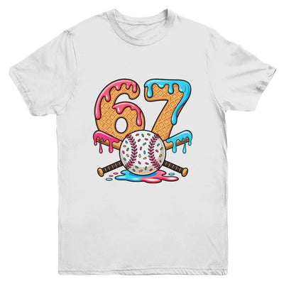 67 Ice Cream Drip Baseball Number 67 Player 67th Birthday Youth Shirt | teecentury