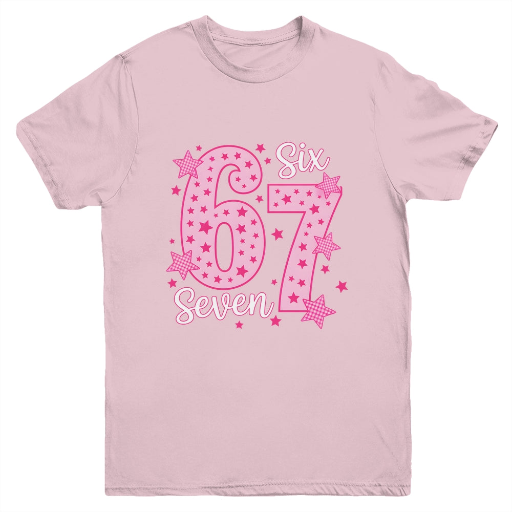 67 Meme Six Seven Pink Funny For Youth Girls Kids Youth Shirt | teecentury