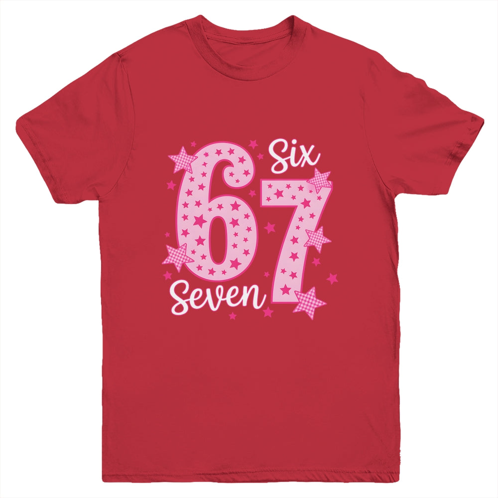 67 Meme Six Seven Pink Funny For Youth Girls Kids Youth Shirt | teecentury
