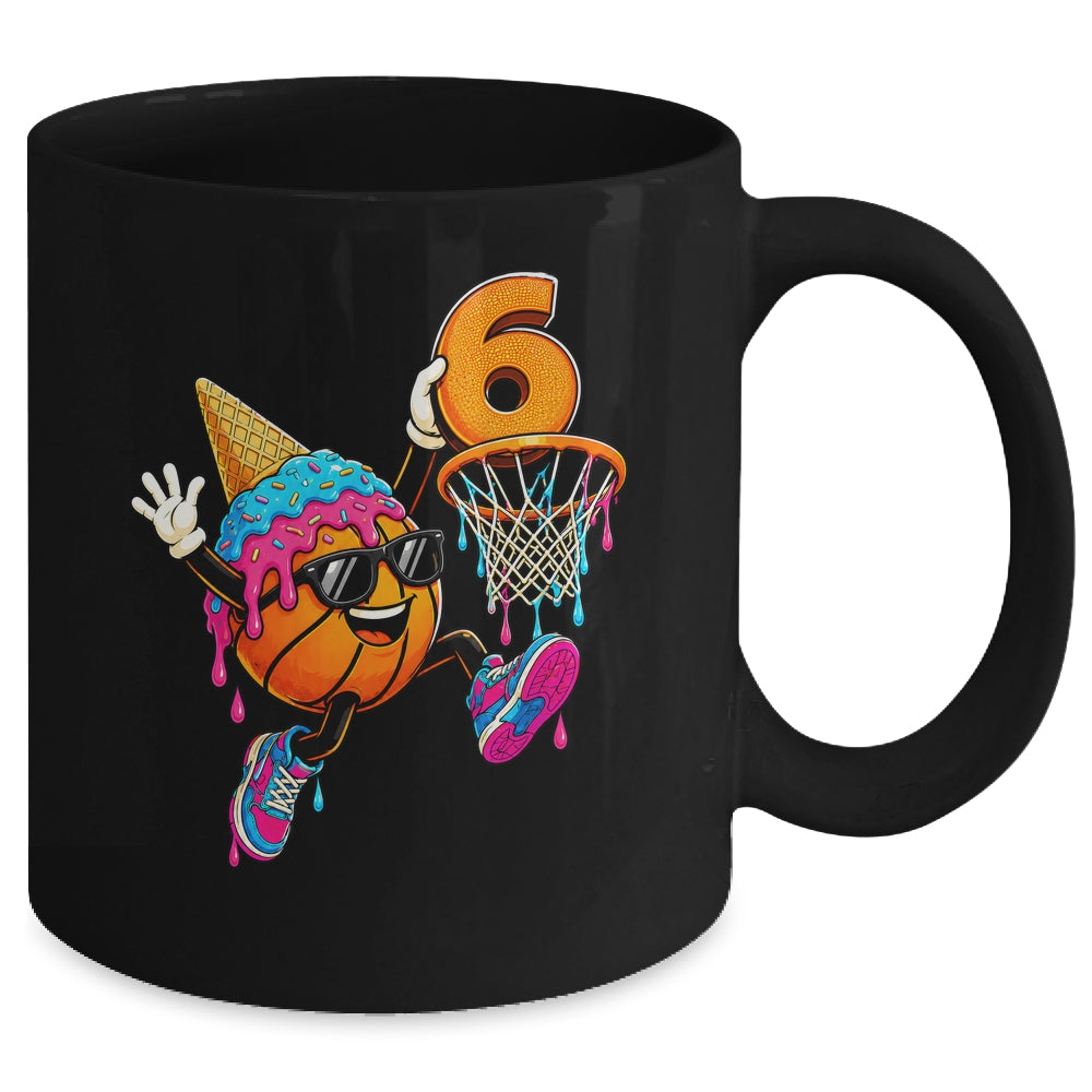 6Th Birthday Basketball Drip Ice Cream 6 Years Old Boys Kids Mug | teecentury