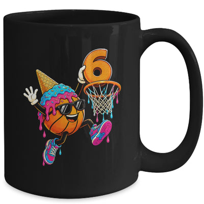 6Th Birthday Basketball Drip Ice Cream 6 Years Old Boys Kids Mug | teecentury