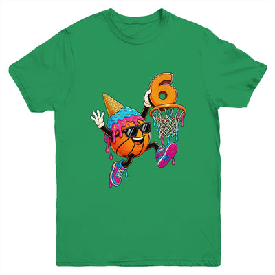 6Th Birthday Basketball Drip Ice Cream 6 Years Old Boys Kids Youth Shirt | teecentury