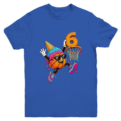 6Th Birthday Basketball Drip Ice Cream 6 Years Old Boys Kids Youth Shirt | teecentury