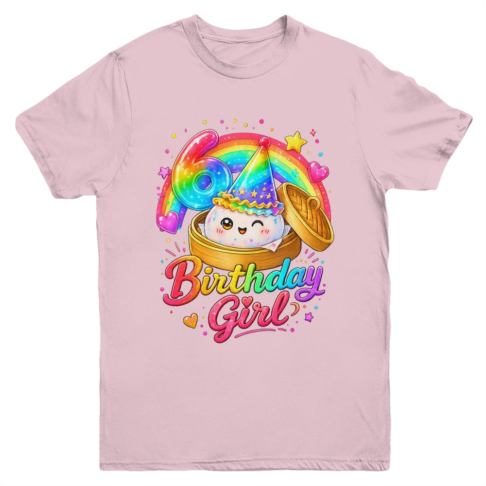 6Th Birthday Girl Dumpling Kawaii Pastel Anime 6 Years Old Youth Shirt | teecentury
