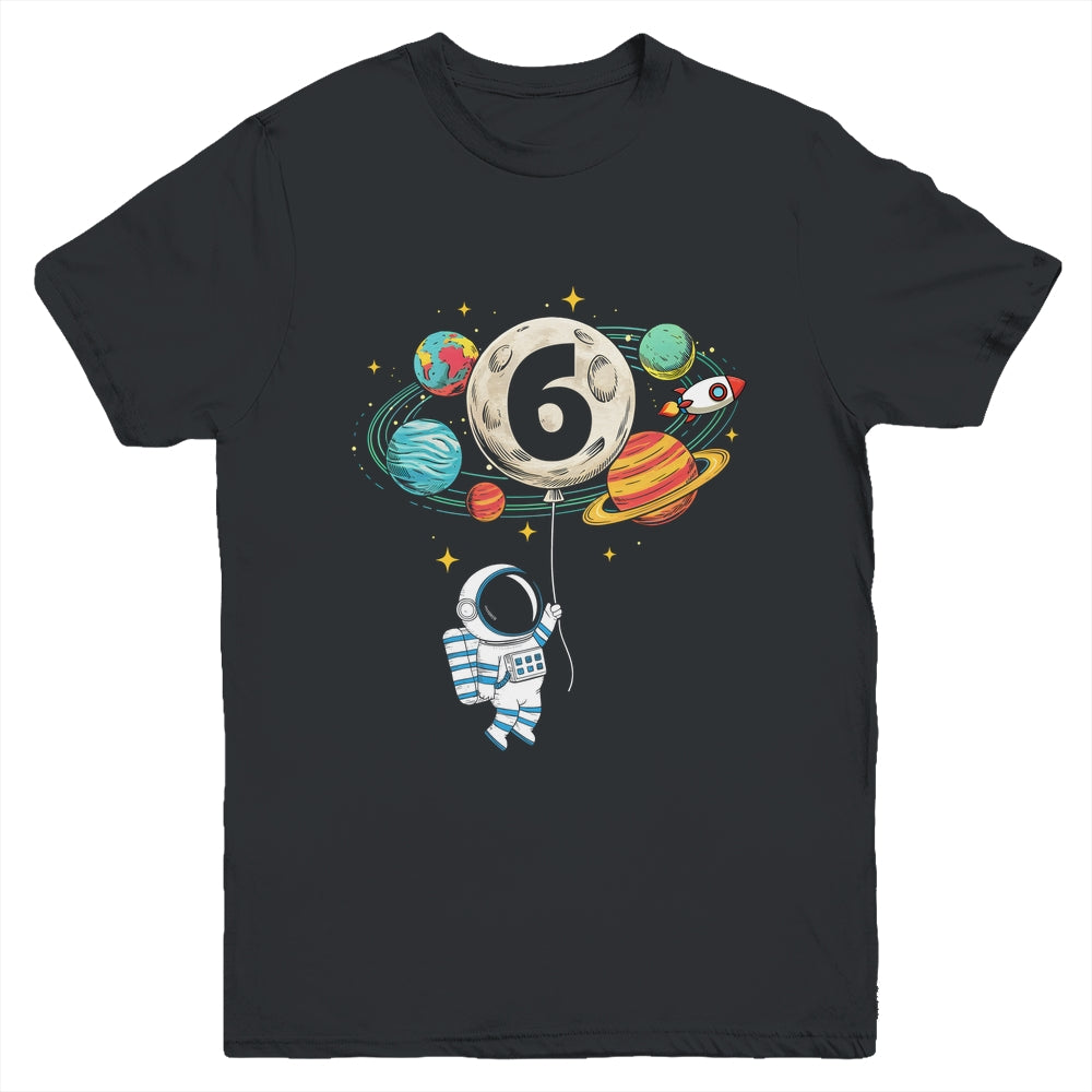 6 Years Old Birthday Boy Astronaut Space 6th Birthday Youth Shirt | teecentury
