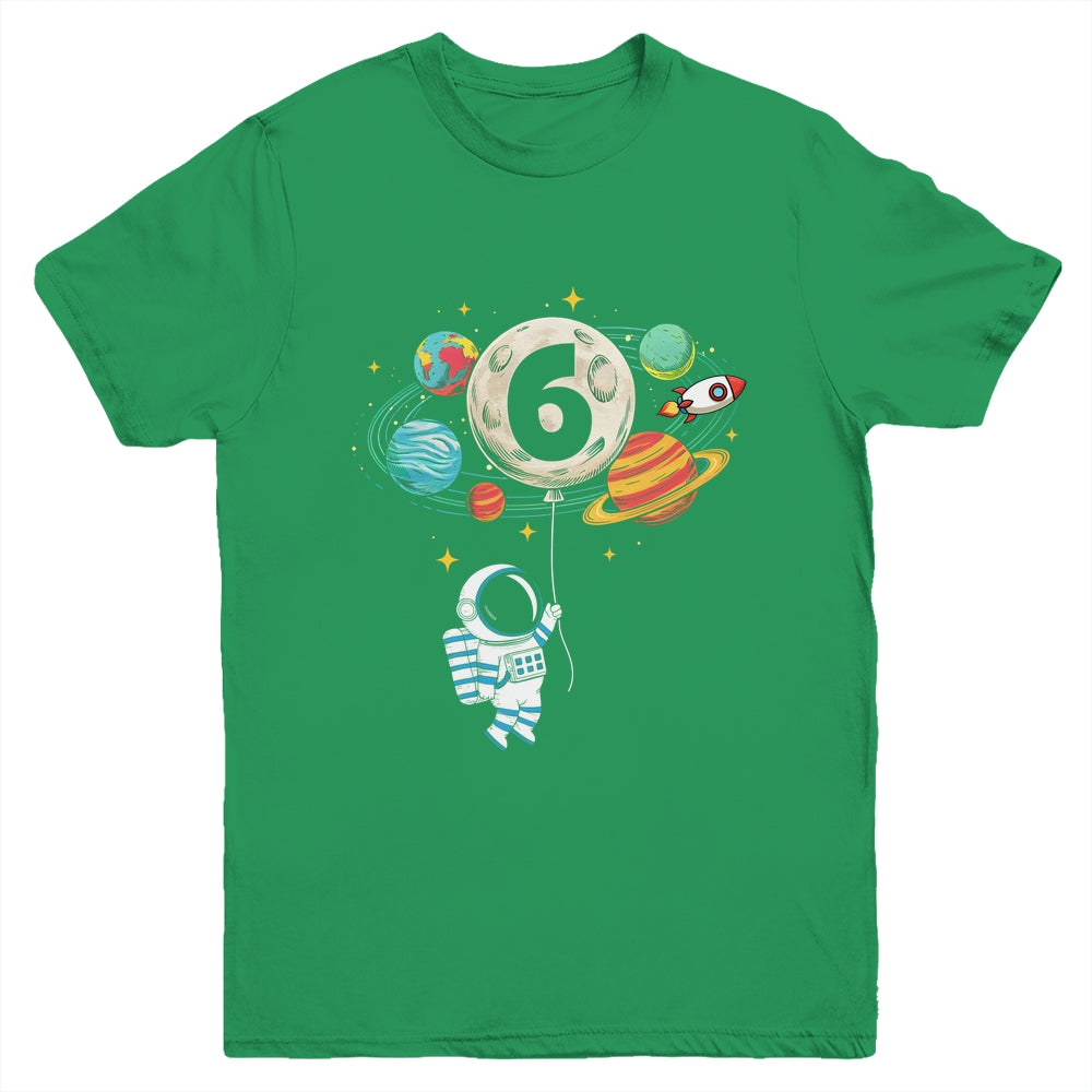6 Years Old Birthday Boy Astronaut Space 6th Birthday Youth Shirt | teecentury