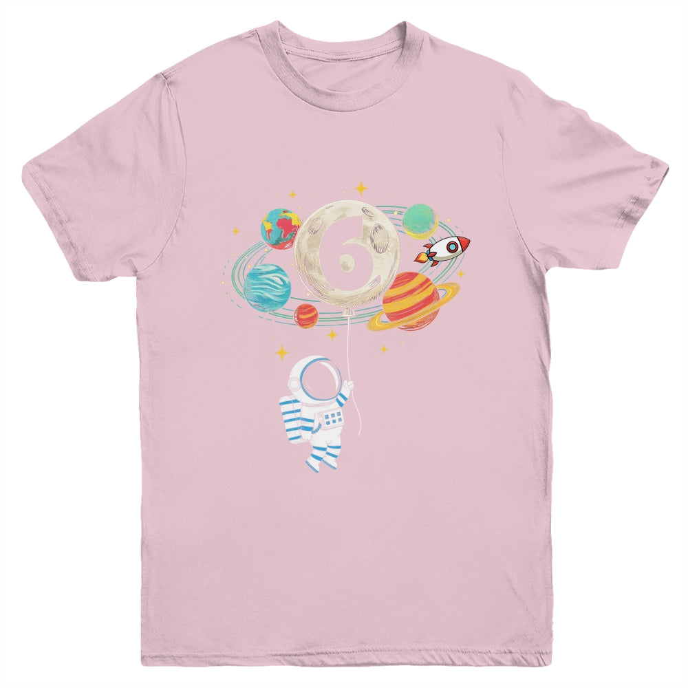 6 Years Old Birthday Boy Astronaut Space 6th Birthday Youth Shirt | teecentury