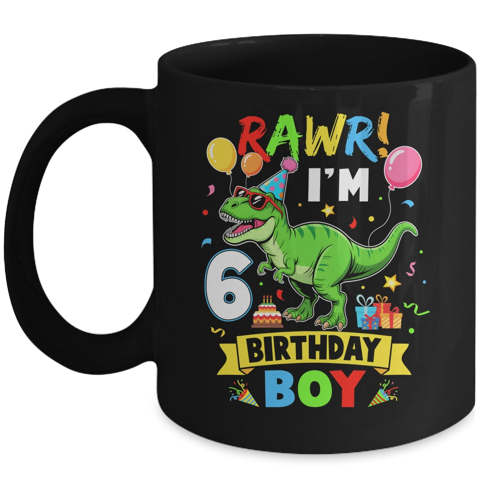 6 Years Old Boy 6th Birthday Boy T Rex Dinosaur Mug | teecentury