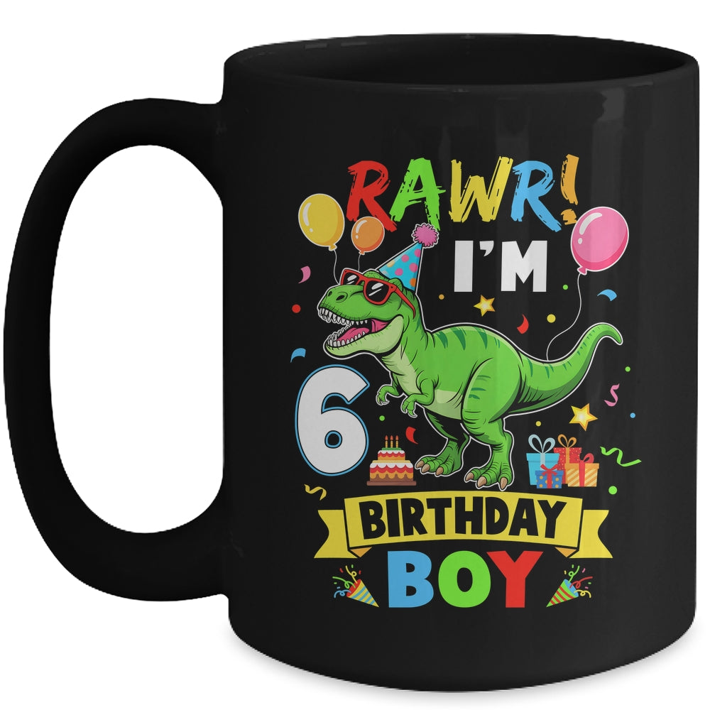 6 Years Old Boy 6th Birthday Boy T Rex Dinosaur Mug | teecentury
