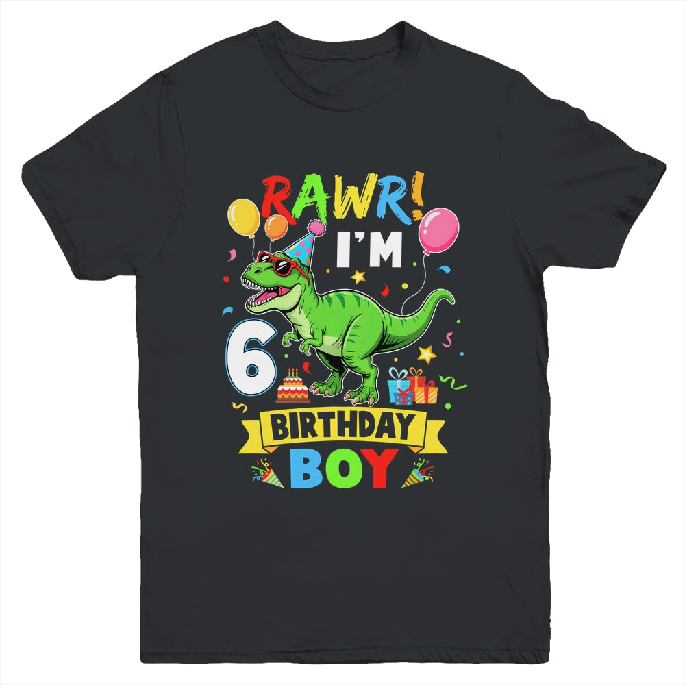 6 Years Old Boy 6th Birthday Boy T Rex Dinosaur Youth Shirt | teecentury