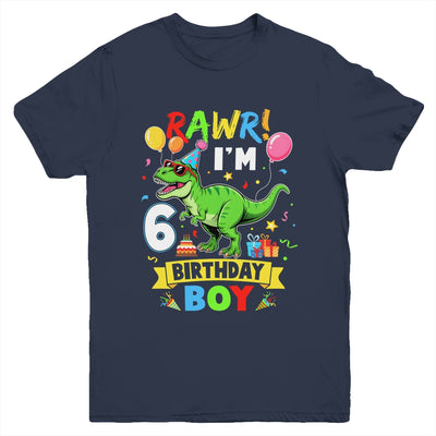 6 Years Old Boy 6th Birthday Boy T Rex Dinosaur Youth Shirt | teecentury