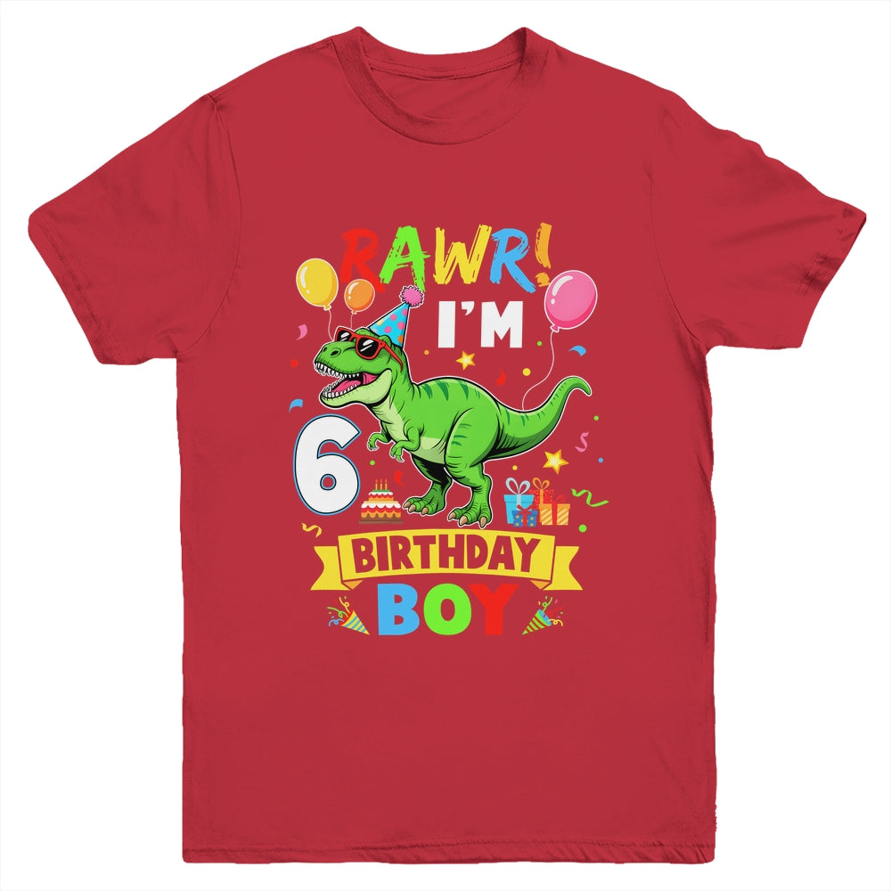6 Years Old Boy 6th Birthday Boy T Rex Dinosaur Youth Shirt | teecentury