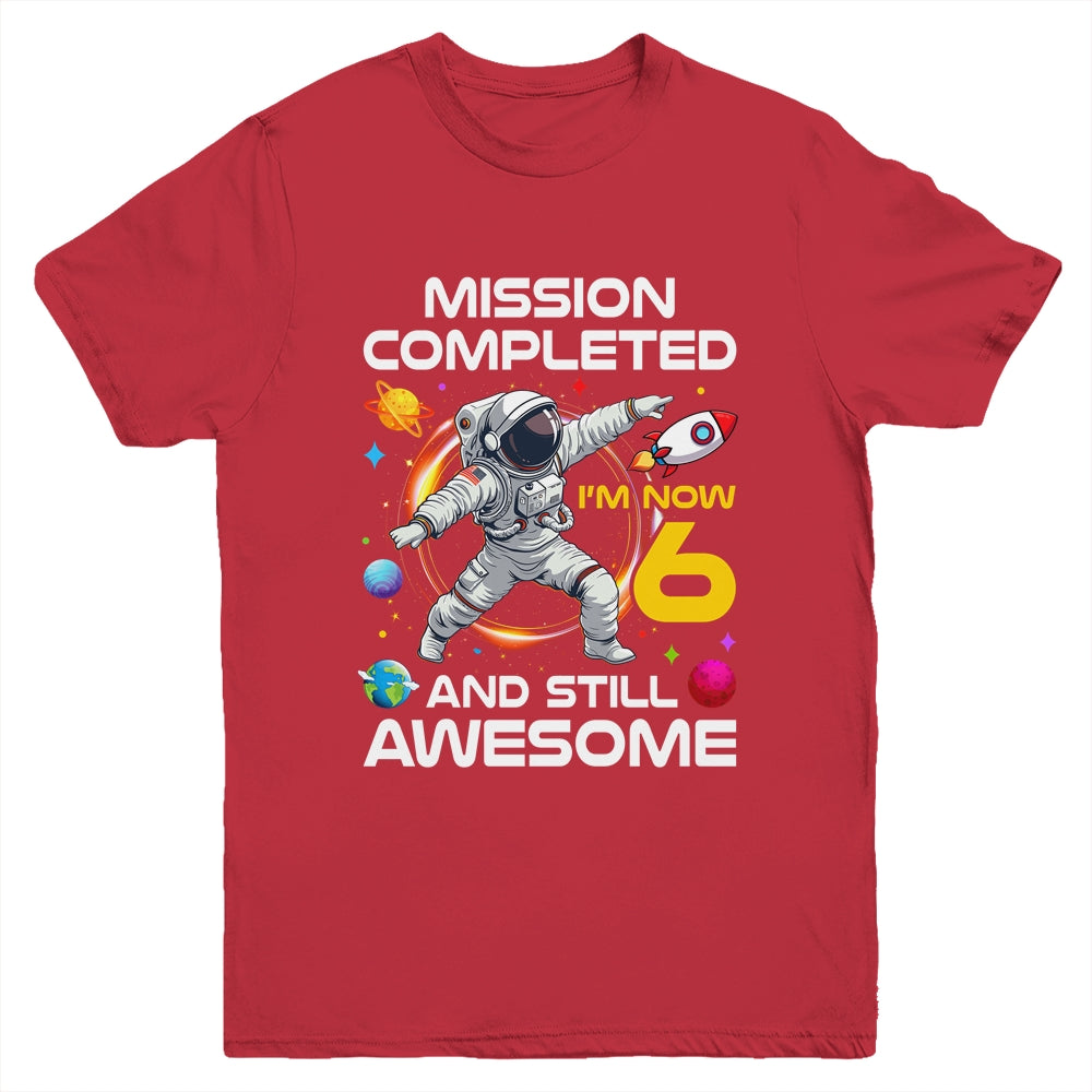 6th Birthday Astronaut 6 Years Old Outer Space Birthday Youth Shirt | teecentury